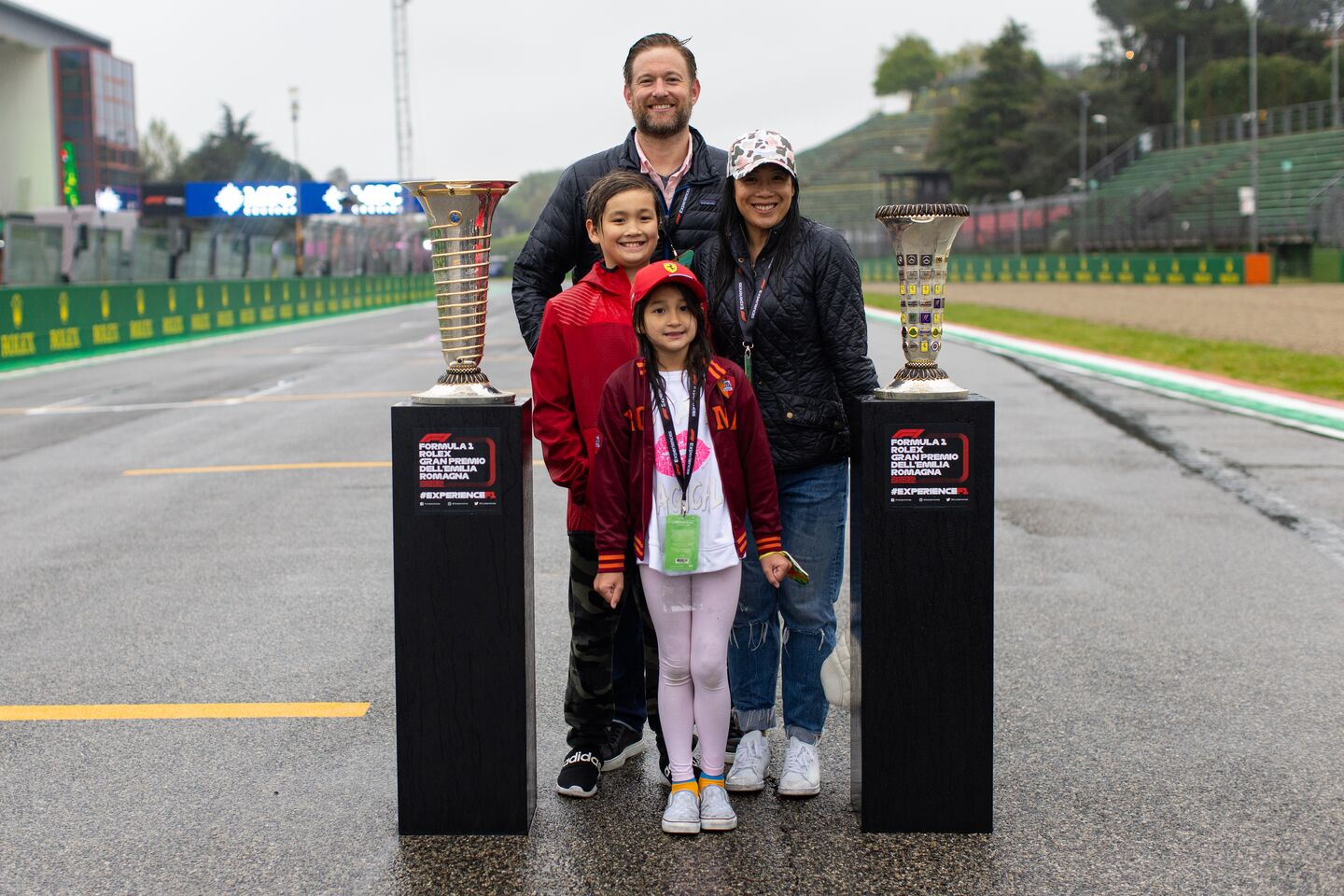 F1 trophy photo with fans